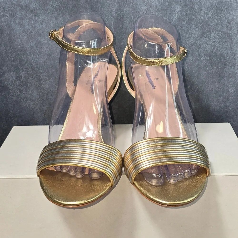 NWB Kate Spade Jasmyne Sandals Gold‎ Metallic Strappy Heels S7190003  Size 9